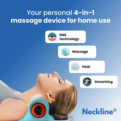Neck and Shoulder Massager with Heat,4 in 1 Portable Electric Massage Device,3 Modes 6 Speeds Cervical Neck Traction Pillow,Adjustable Intensity for Home Office Travel Use (PP, One Size)