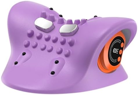 Neck and Shoulder Massager with Heat,4 in 1 Portable Electric Massage Device,3 Modes 6 Speeds Cervical Neck Traction Pillow,Adjustable Intensity for Home Office Travel Use (PP, One Size)
