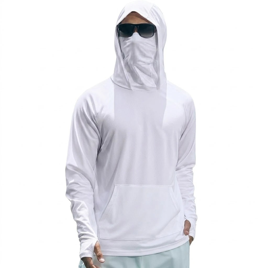 Mens UPF50+ Performance T-Shirt Long Sleeve Summer Hoodie Casual Sun Running Quick Dry Shirts Sunscreen Fishing Ice Silk Tops
