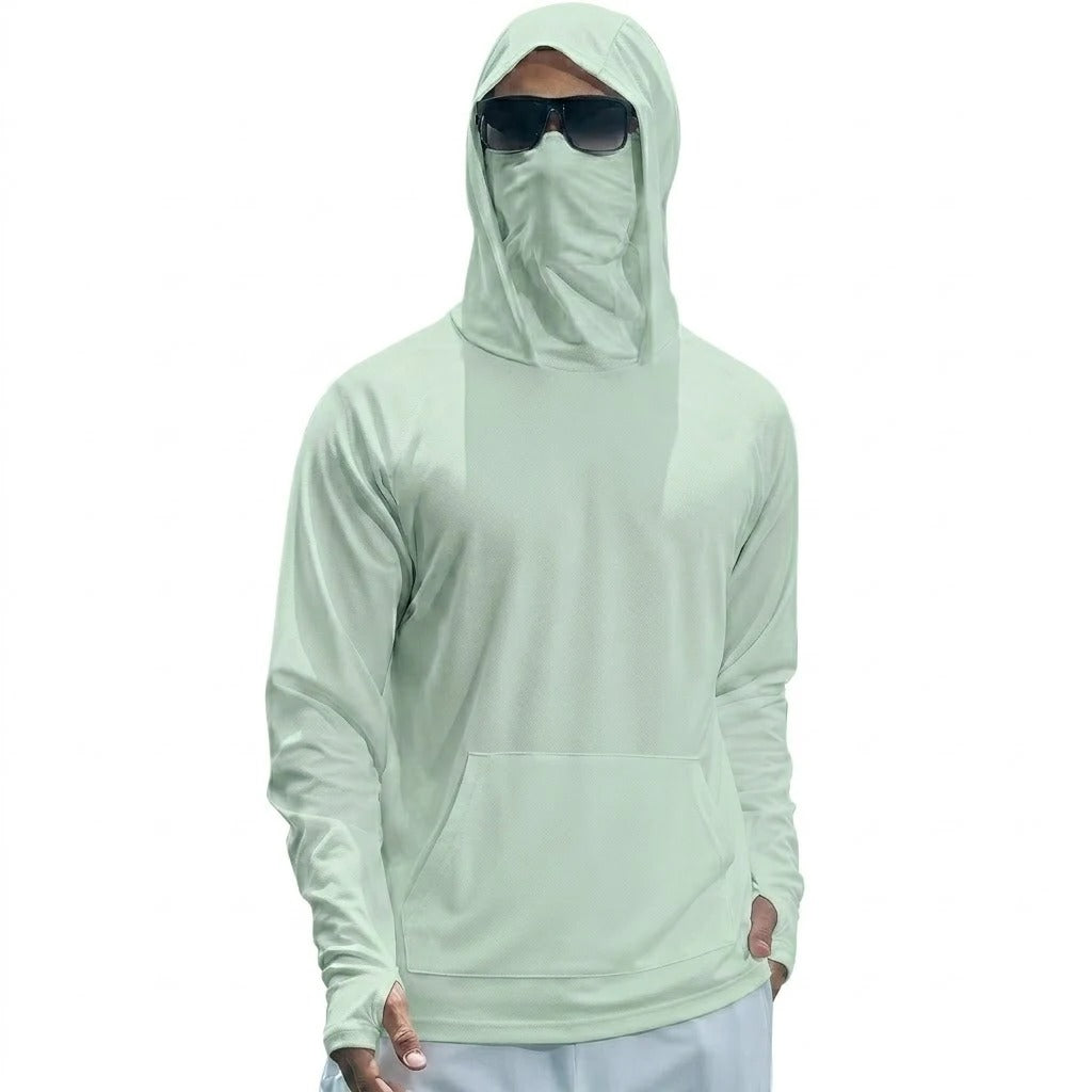 Mens UPF50+ Performance T-Shirt Long Sleeve Summer Hoodie Casual Sun Running Quick Dry Shirts Sunscreen Fishing Ice Silk Tops
