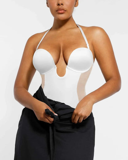 BOOT-YEAH™ MeshSmooth™ Deep Plunge Low-Back Thong Bodysuit