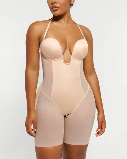 BOOT-YEAH™ MeshSmooth™ Deep Plunge Shaping Bodysuit
