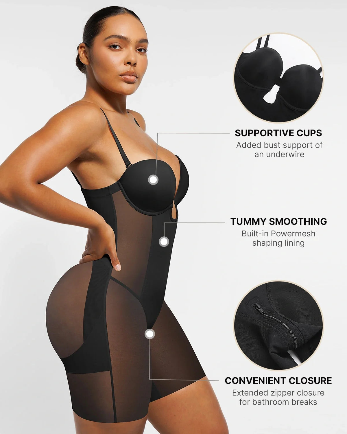 BOOT-YEAH™ MeshSmooth™ Deep Plunge Shaping Bodysuit