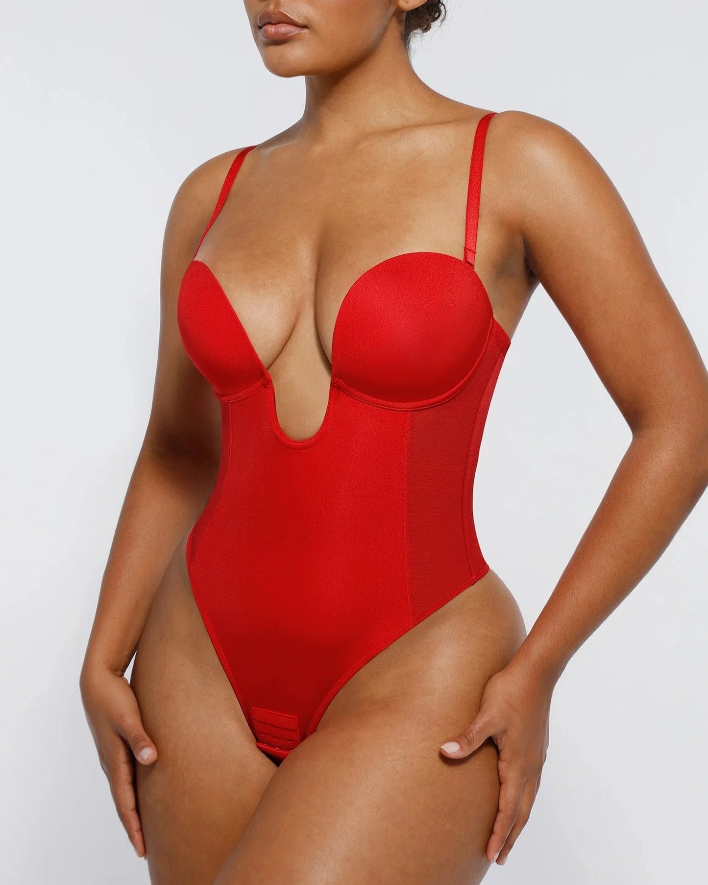 BOOT-YEAH™ MeshSmooth™ Deep Plunge Low-Back Thong Bodysuit