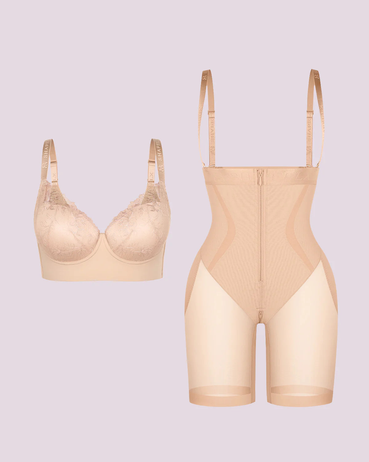 Back Smoothing Lace Underwire Bra + Airy Comfy Short