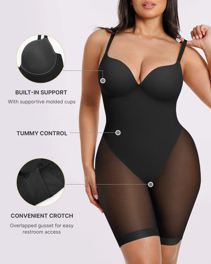 Bare Essentials™ MeshSmooth™ Low Back Mid Thigh Bodysuit