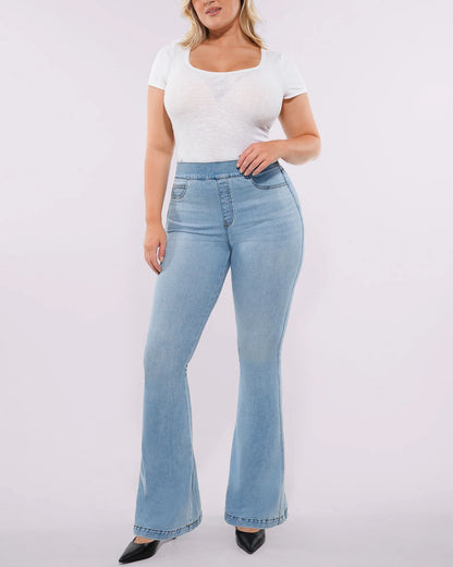 Tummy Control Corset Top + Hip Padded Flare Jeans