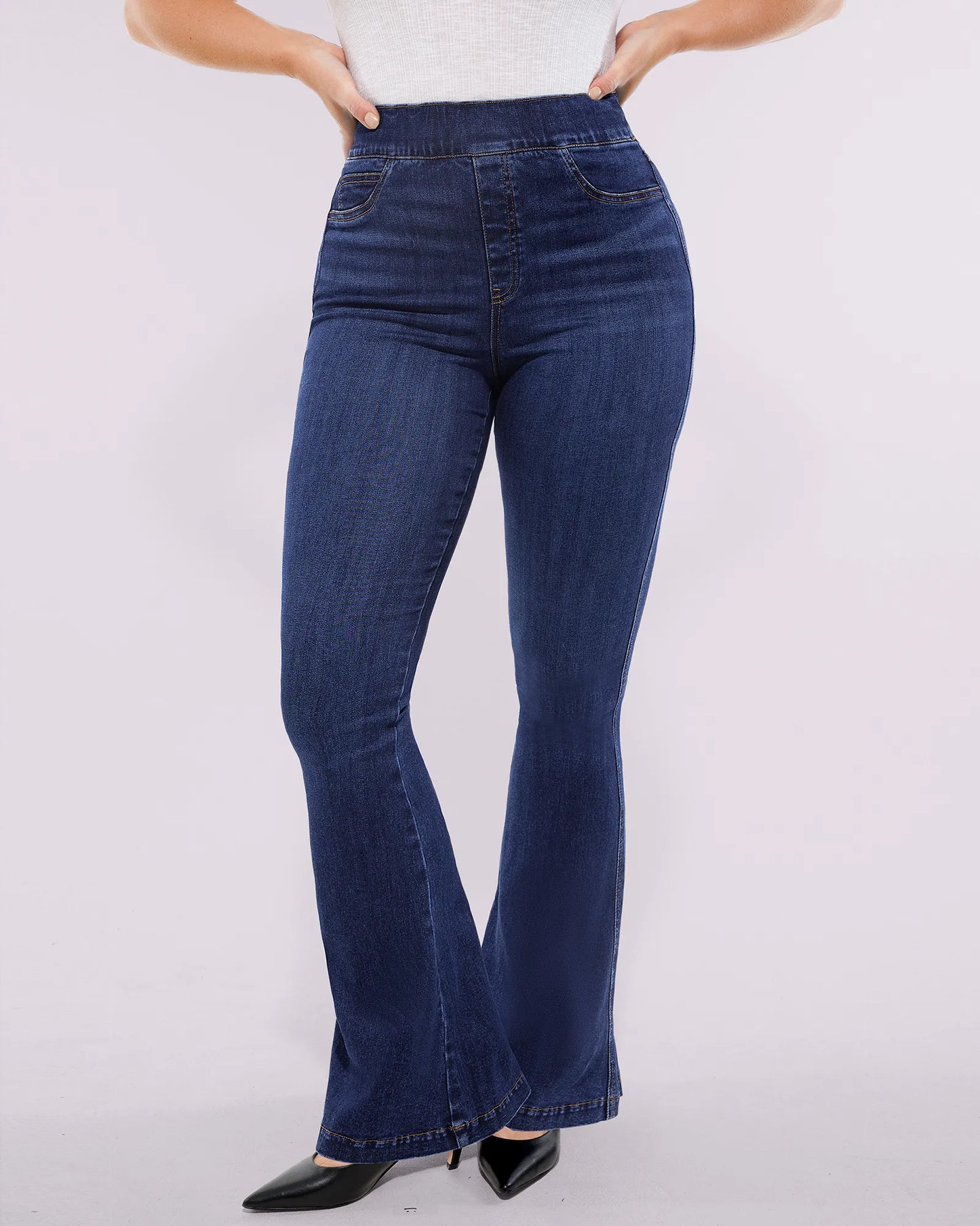 Tummy Control Corset Top + Hip Padded Flare Jeans