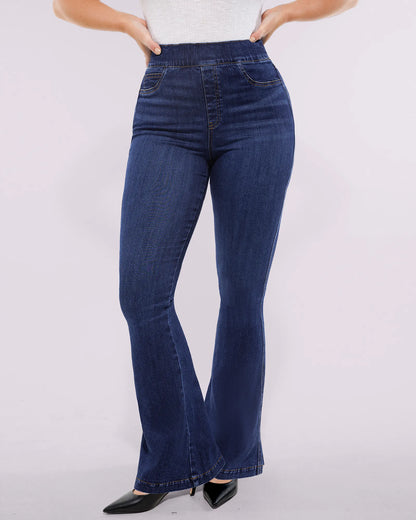 Tummy Control Corset Top + Hip Padded Flare Jeans