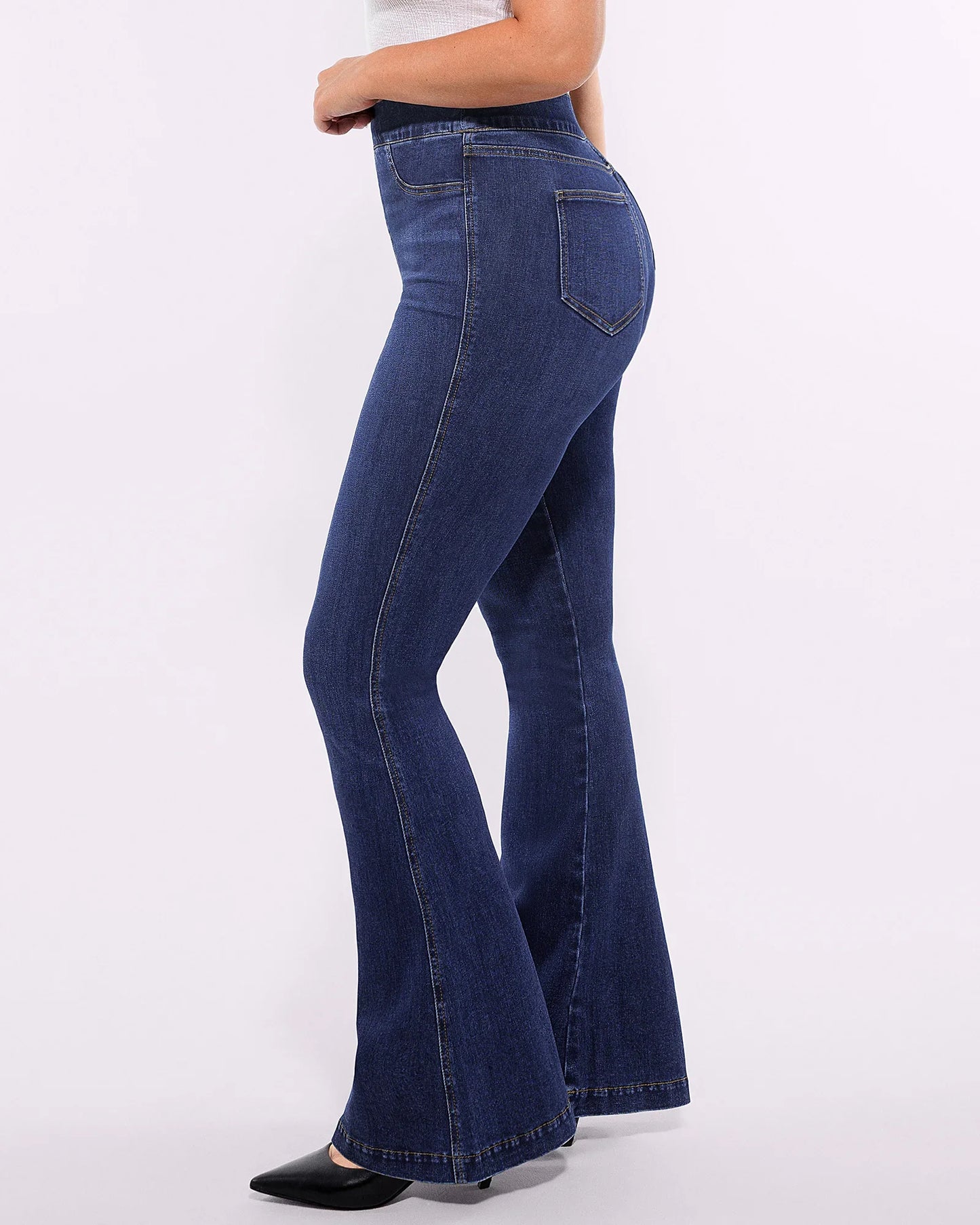 Tummy Control Corset Top + Hip Padded Flare Jeans