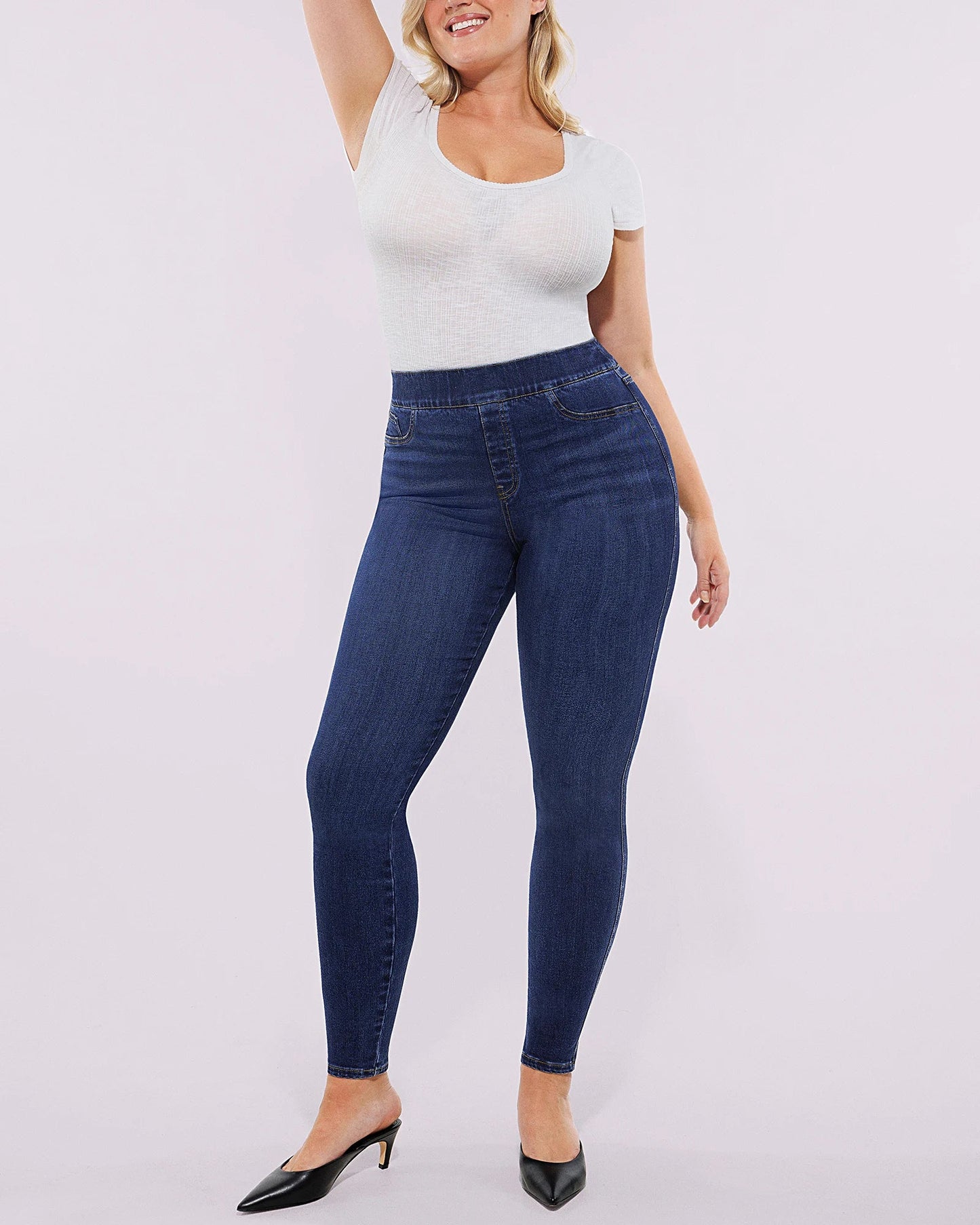 Tummy Control Corset Top + Hip Padded Skinny Jeans