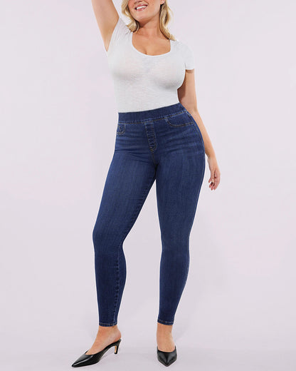 Tummy Control Corset Top + Hip Padded Skinny Jeans