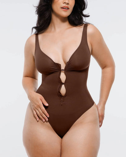 Bare Essentials™ Skin Flow Zipper Front Thong Bodysuit