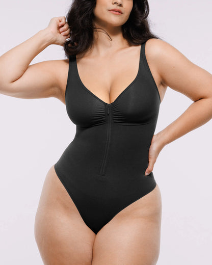 Bare Essentials™ Skin Flow Zipper Front Thong Bodysuit