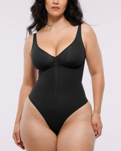 Bare Essentials™ Skin Flow Zipper Front Thong Bodysuit