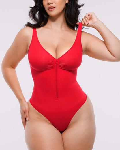Bare Essentials™ Skin Flow Zipper Front Thong Bodysuit