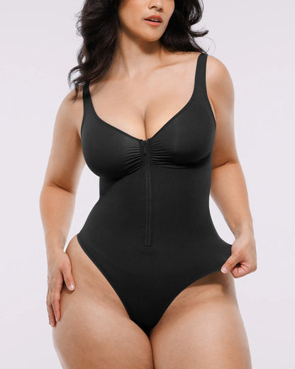 Bare Essentials™ Skin Flow Zipper Front Thong Bodysuit