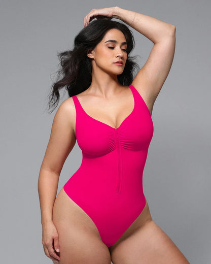 Bare Essentials™ Skin Flow Zipper Front Thong Bodysuit