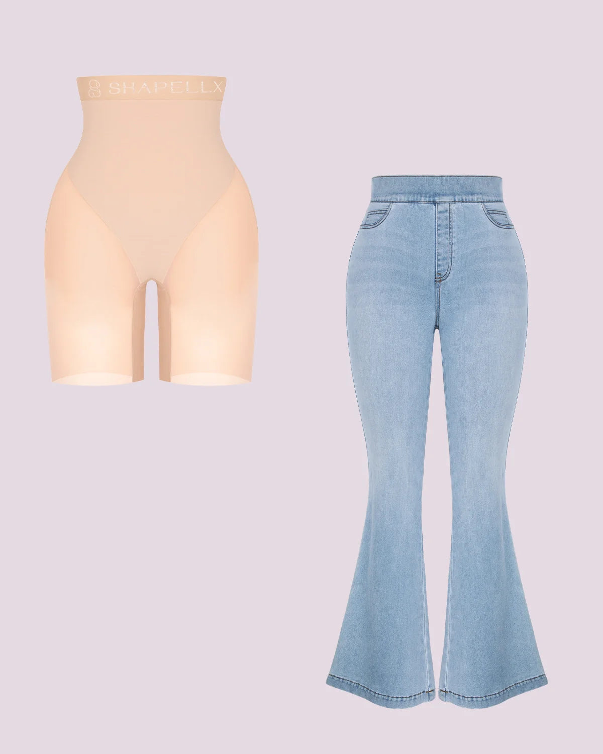 Butt Padded Short + Hip Padded Flare Jeans