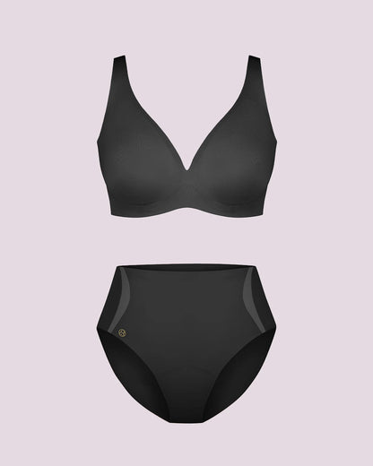 Curve Code™ LYCRA®FitSense™ Wireless V-Neck Bra + Brief