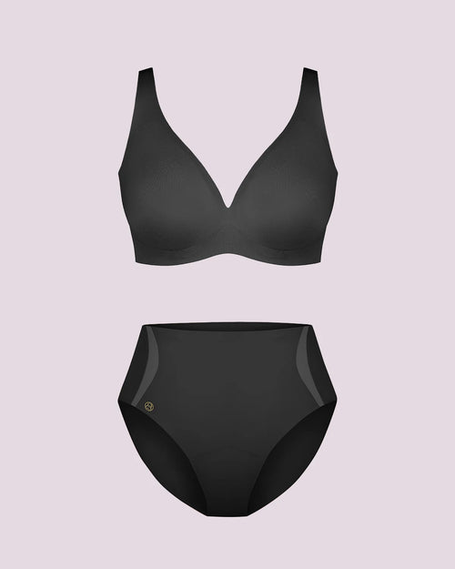 Curve Code™ LYCRA®FitSense™ Wireless V-Neck Bra + Brief