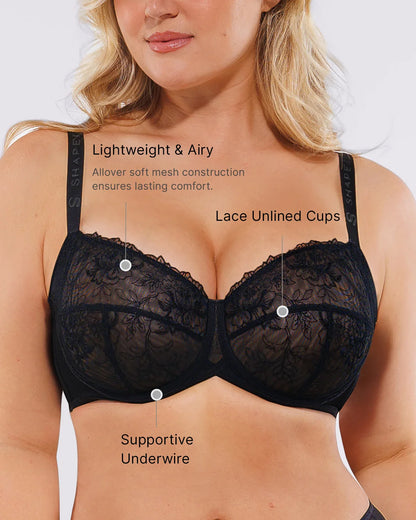 Lace Glamour™ AirSlim® Unlined Lace Underwired Bra