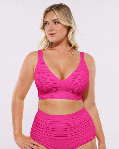 Smart Sculpt™ Ruched V-Neck Bikini Top & High-Waisted Bottom Set