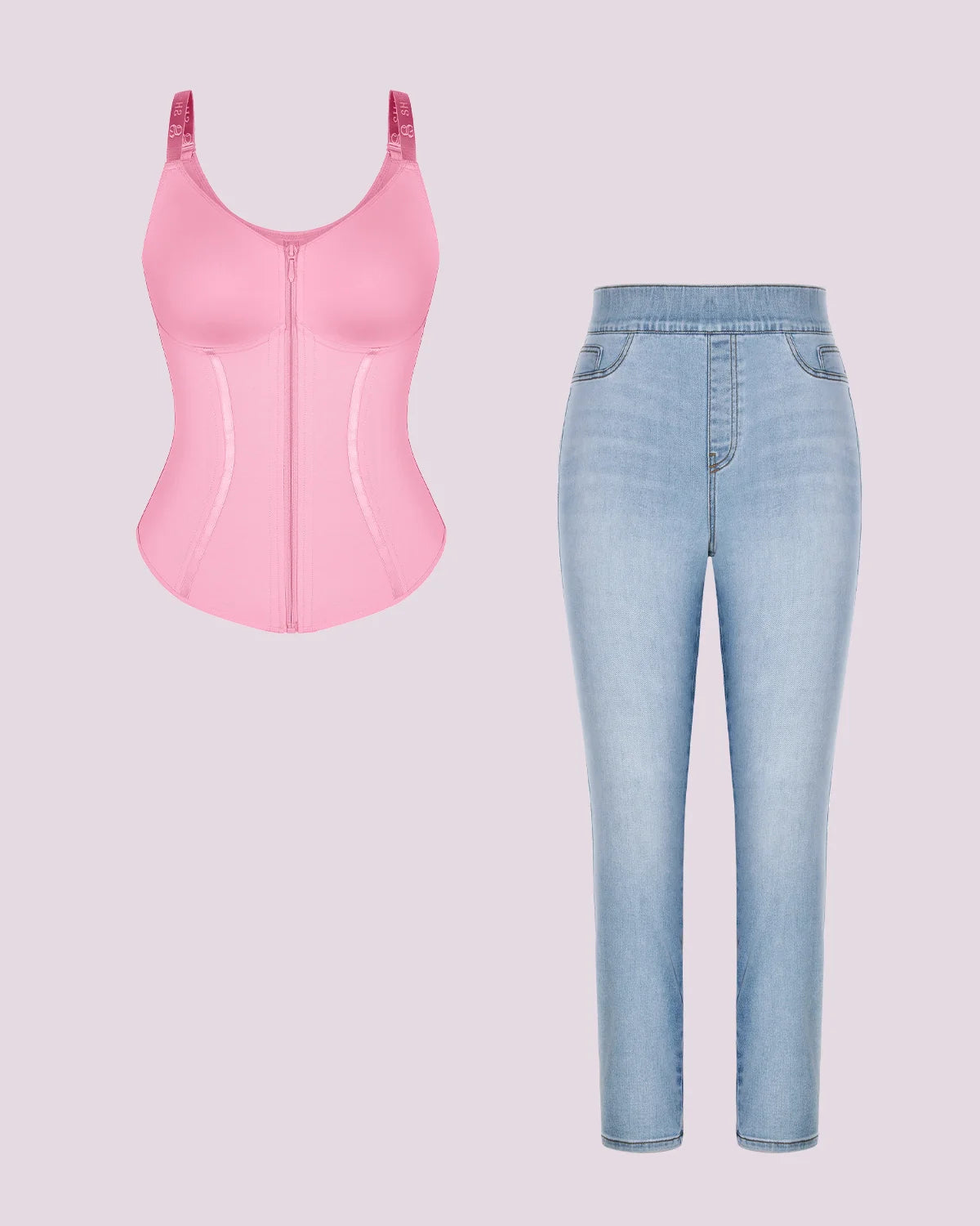 Tummy Control Corset Top + Hip Padded Skinny Jeans