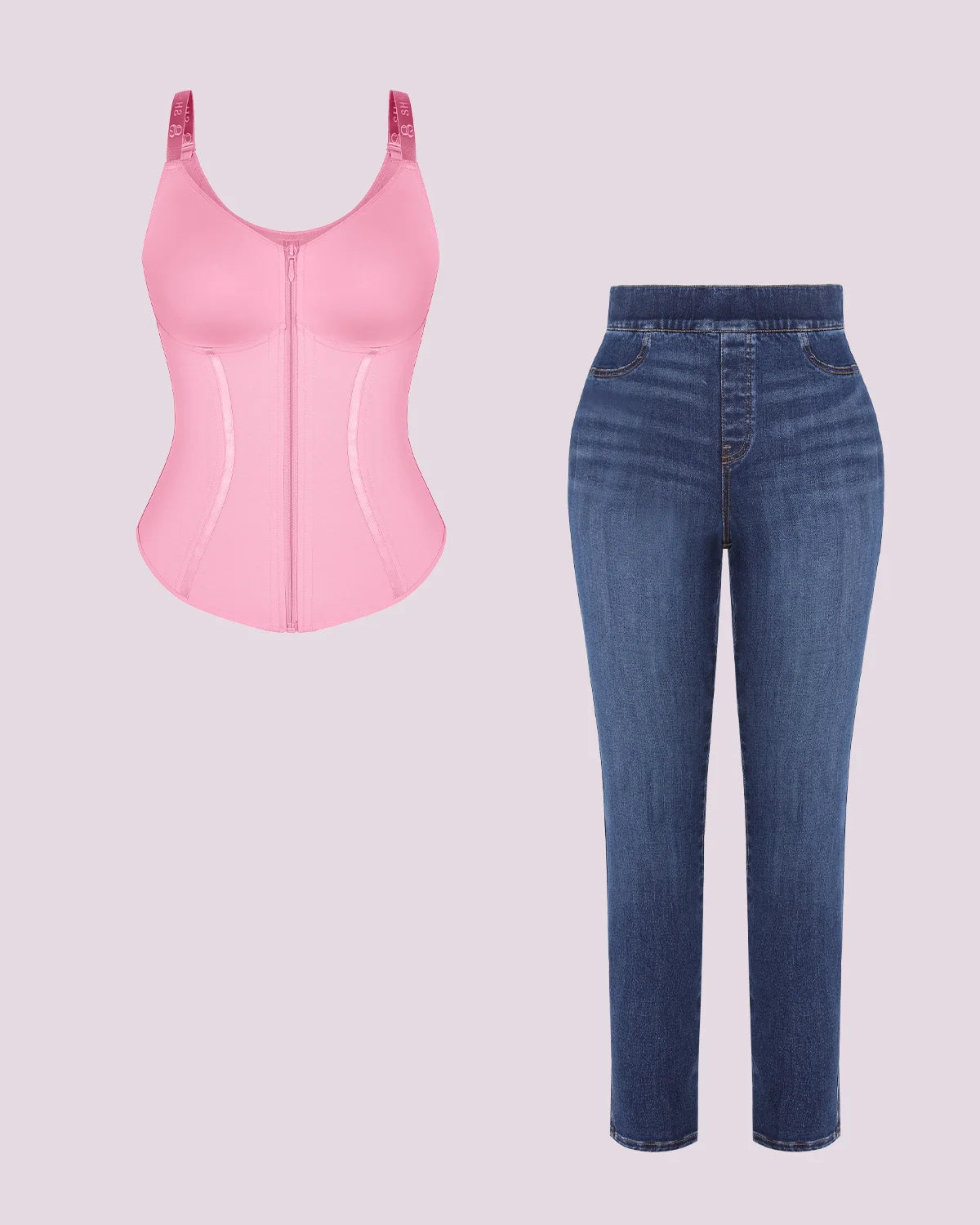 Tummy Control Corset Top + Hip Padded Skinny Jeans