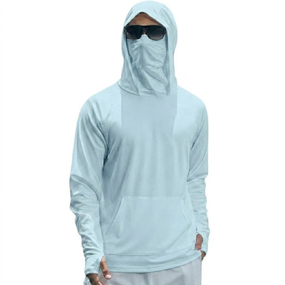 Mens UPF50+ Performance T-Shirt Long Sleeve Summer Hoodie Casual Sun Running Quick Dry Shirts Sunscreen Fishing Ice Silk Tops