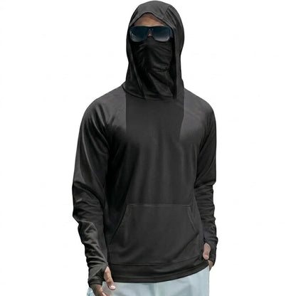 Mens UPF50+ Performance T-Shirt Long Sleeve Summer Hoodie Casual Sun Running Quick Dry Shirts Sunscreen Fishing Ice Silk Tops