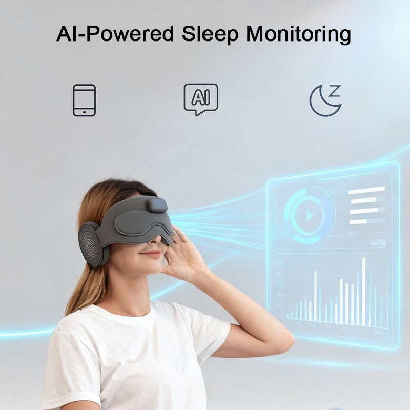 Smart Sleep Mask Headphones with AI Sleep Monitoring & App Control – Bluetooth Eye Mask with White Noise, Meditation Sounds, 3D Breathable Design for Travel, Home, Office & Naps